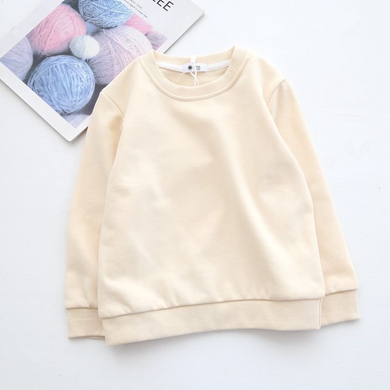 Girls Boys Toddler Kids Solid Color Autumn Clothes Macaron Cotton Terry Pullover Sweatshirt Custom