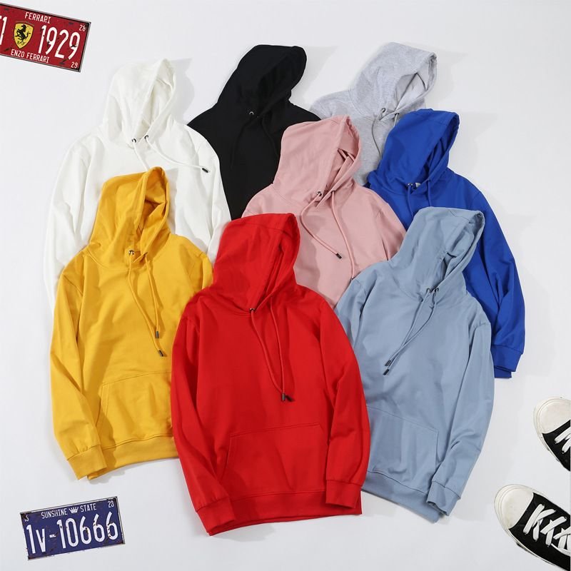 Unisex Solid Color Long Sleeve Basic Hoodie Custom