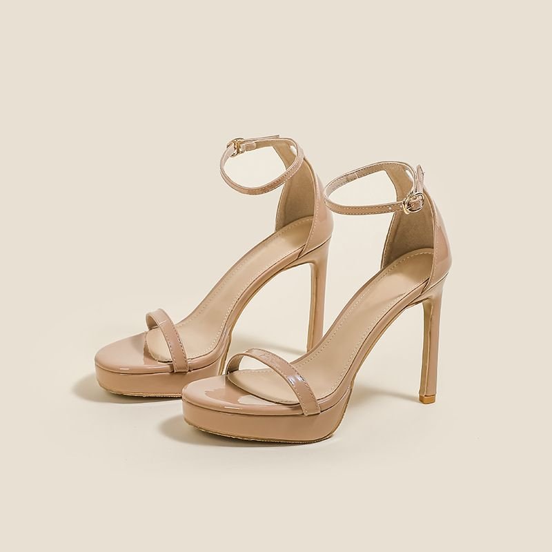 Summer Women Fashion Solid Color Platform Round Toe Heeled Sandals