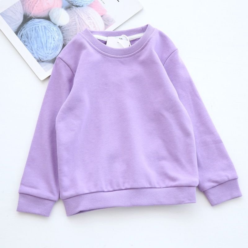 Girls Boys Toddler Kids Solid Color Autumn Clothes Macaron Cotton Terry Pullover Sweatshirt Custom
