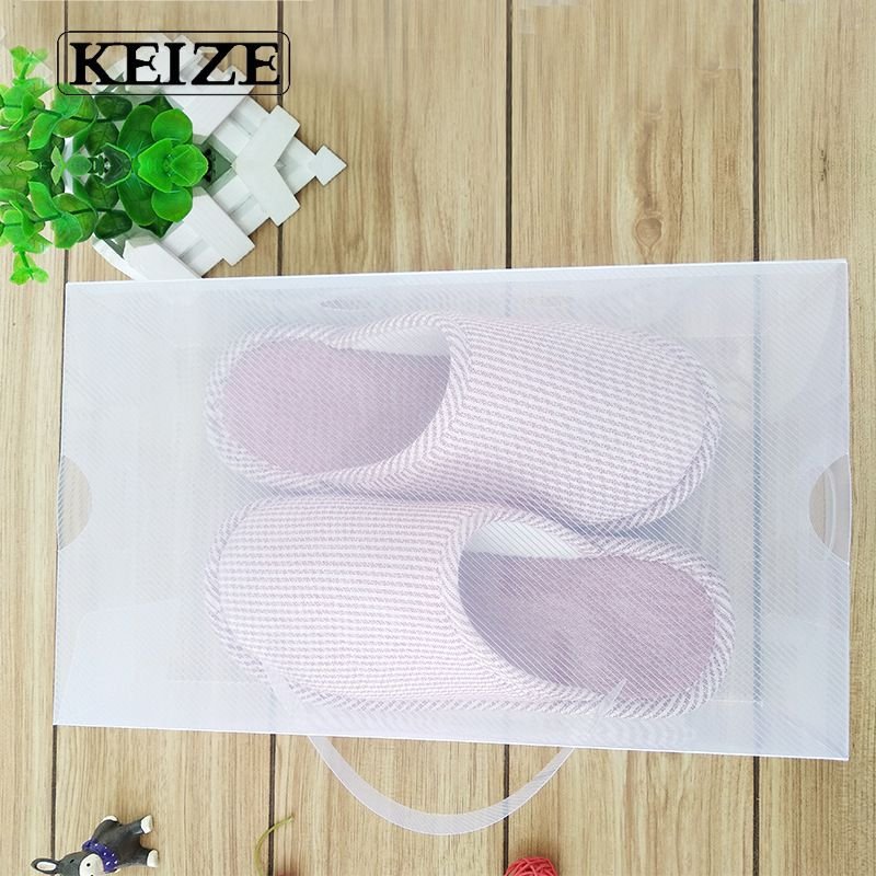 Creative Storage Portable Plastic Transparent Shoe Box Packaging With Handle