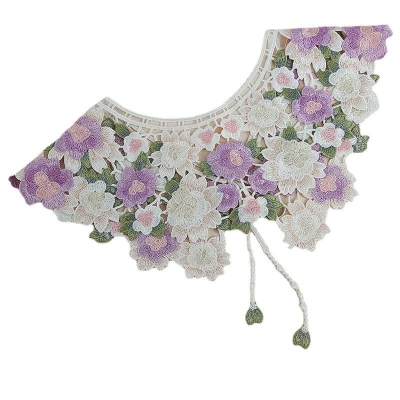 Women Classic Flower Embroidery Design False Collar